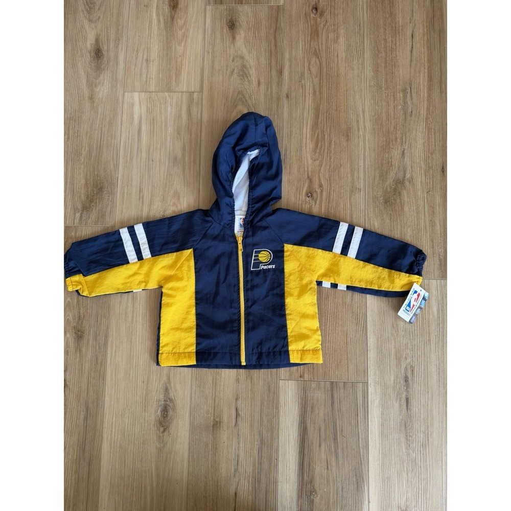 Vintage Indiana Pacers Blue Full Zip Jacket Windbreaker Kids 24M 2T NBA NWT